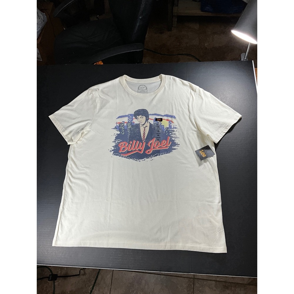 Lee Billy Joel 1973 US Tour Graphic T-Shirt Mens XL Cream Short Sleeve New